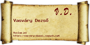 Vasváry Dezső névjegykártya